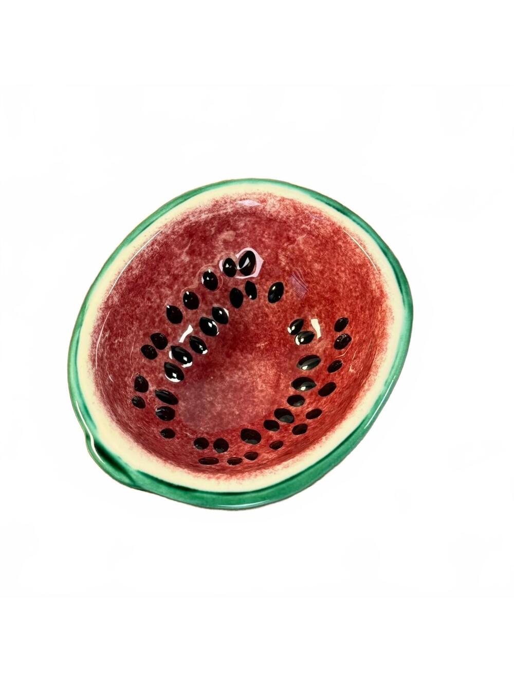 Vintage 1990s Signed Sheila FL Studio Pottery Watermelon Bowl Trompe l'Oeil